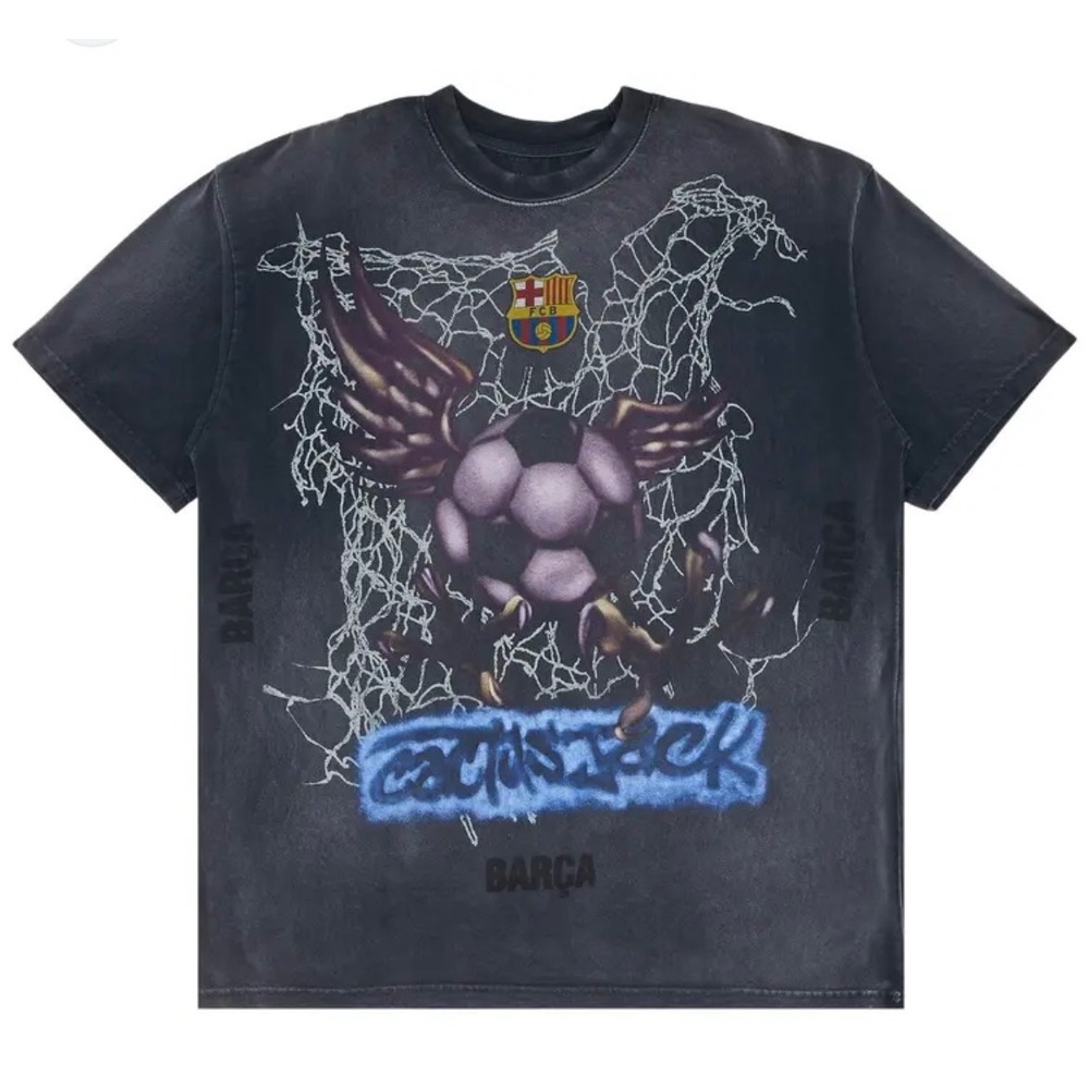 Cactus Jack x FC Barcelona Washed Spray Logo Tee Black FQCJ-SS01‎ Mens L